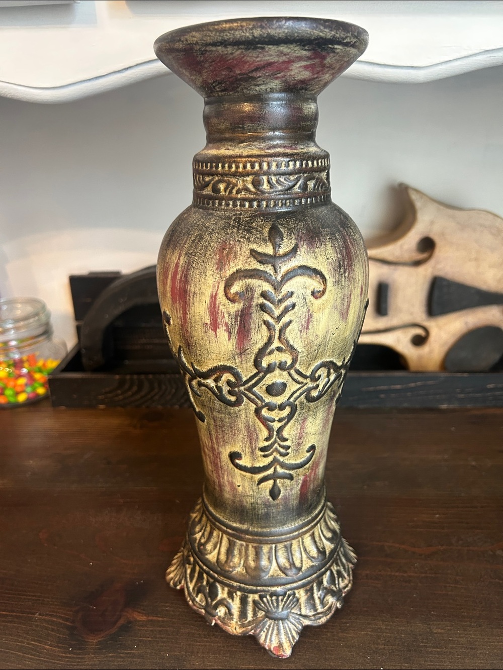 Ceramic Rustic Brown Decorative Table Vase - Home Accents